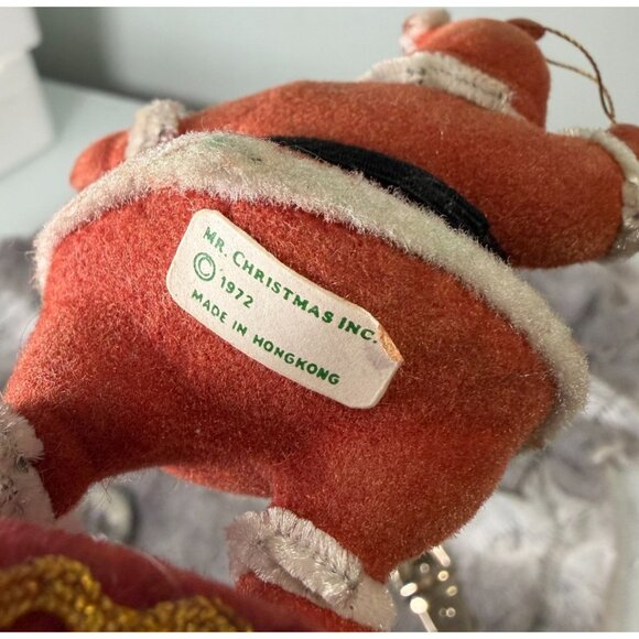 VTG Mr. Christmas Santa Claus Flocked Dancing on Drum Ornament 1972 - Picture 8 of 16